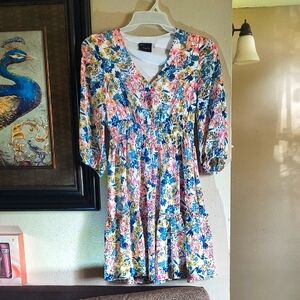 Just...Taylor Floral Mini Dress - Blue, Pink, Yellow